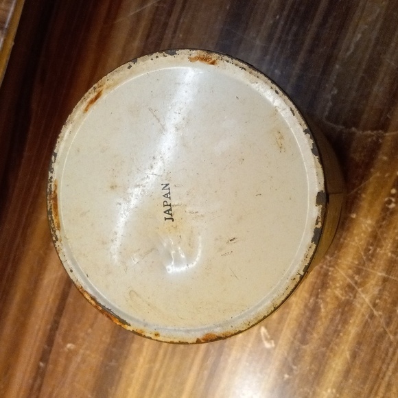 Vintage mcm shabby chic farmhouse harvest gold tin tea canister - Picture 3 of 5